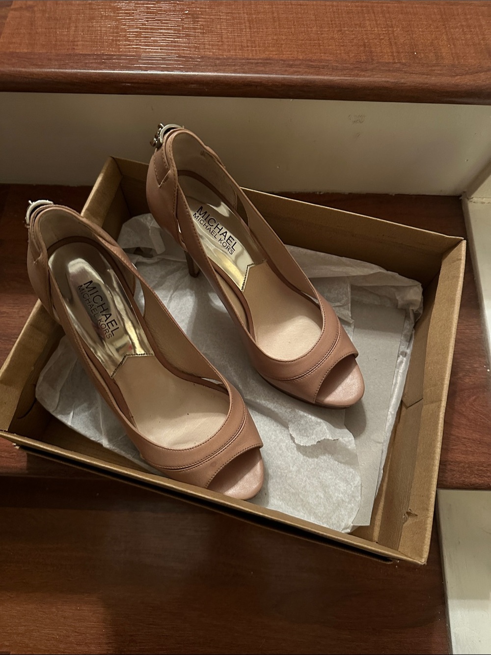 Michael Kors Blush Peep-Toe Ankle-Strap Heels
